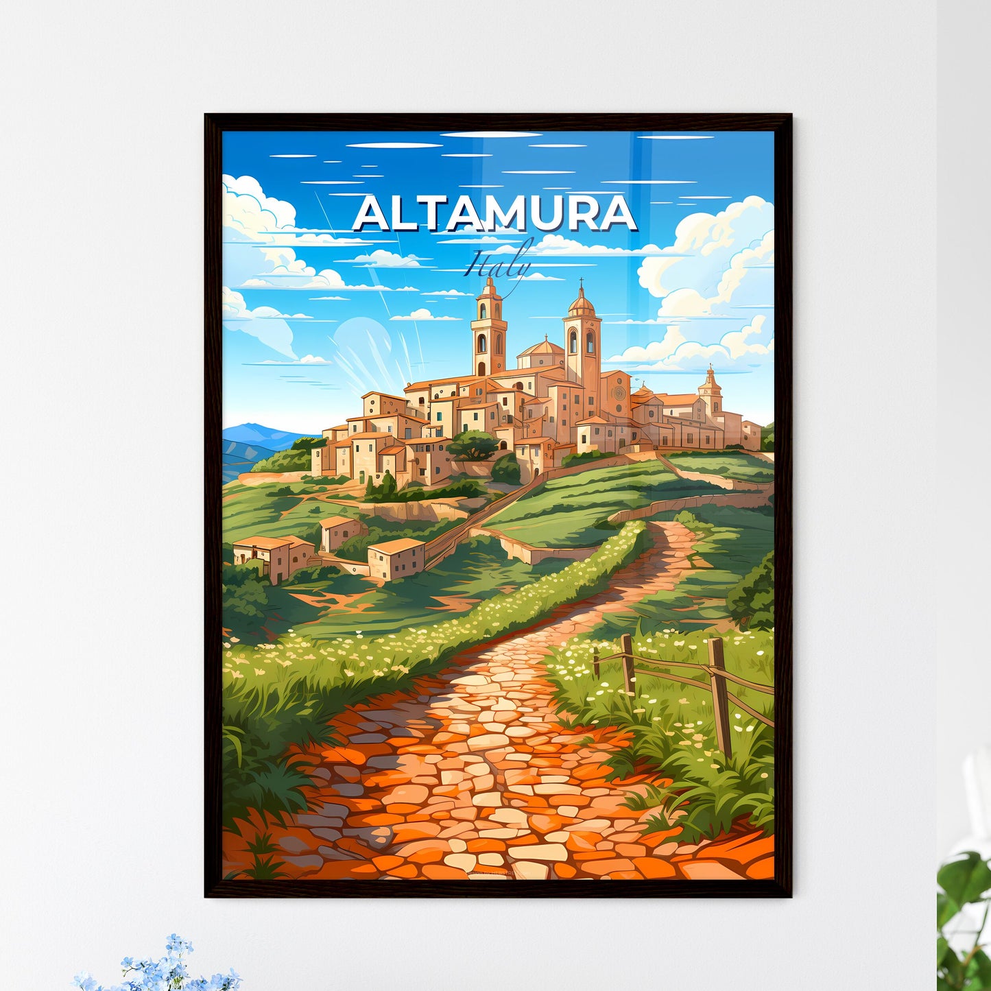 Altamura, Italy, A Poster of a stone path leading to a building on a hill Default Title