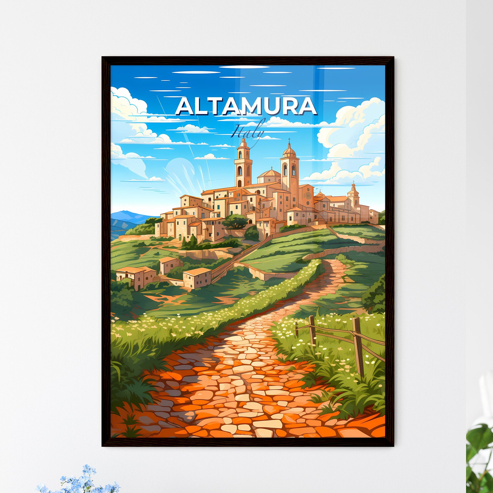 Altamura, Italy, A Poster of a stone path leading to a building on a hill Default Title