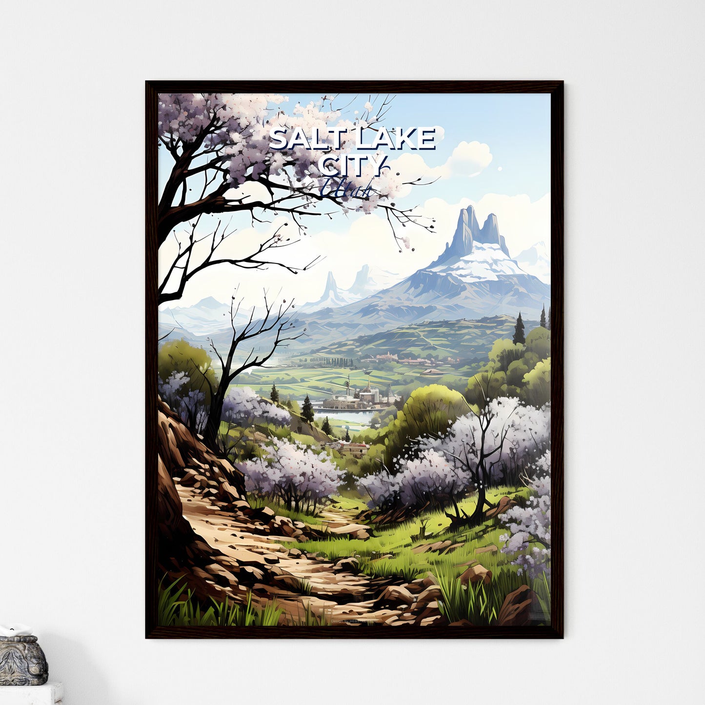 Salt Lake City, Utah, A Poster of a landscape with trees and mountains Default Title