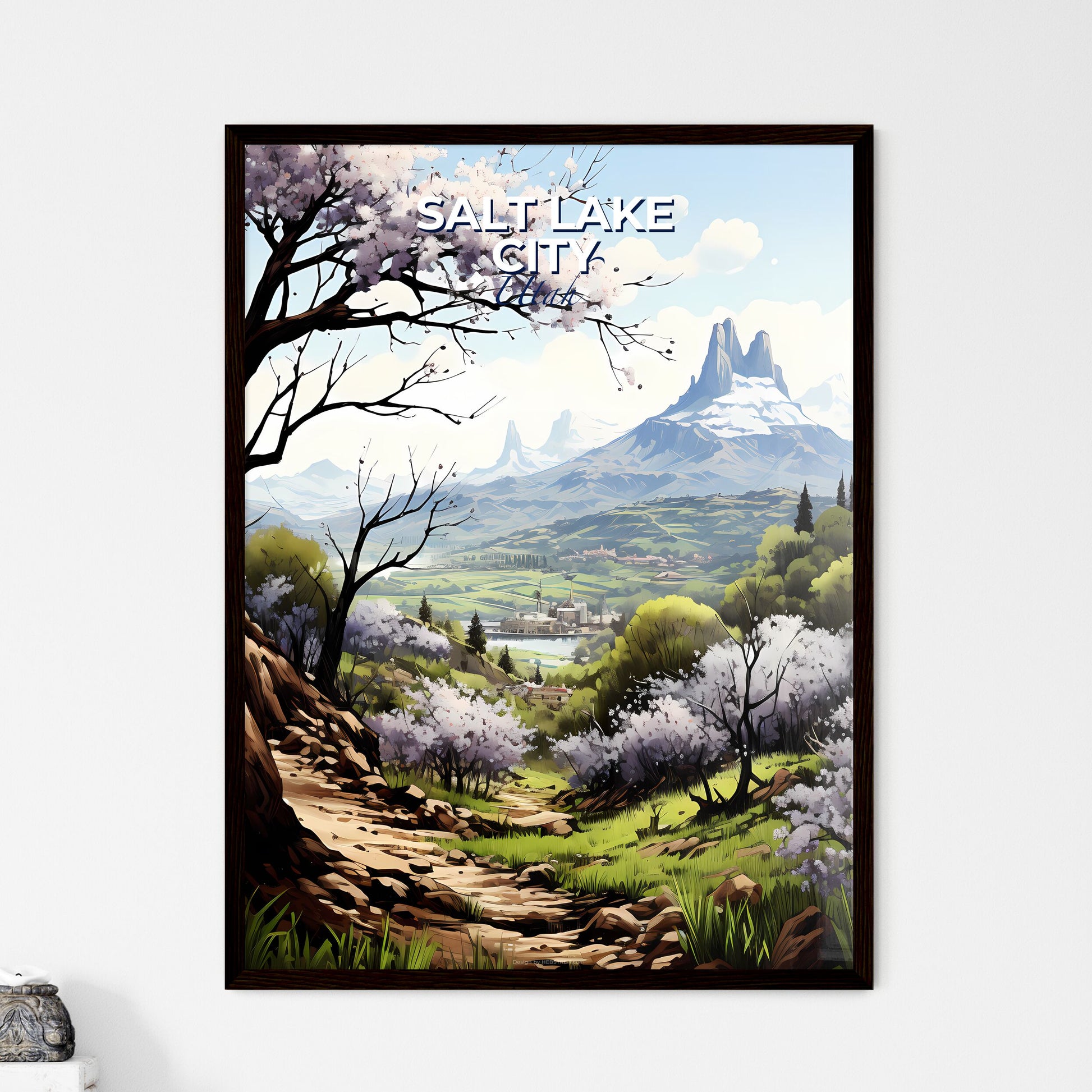 Salt Lake City, Utah, A Poster of a landscape with trees and mountains Default Title