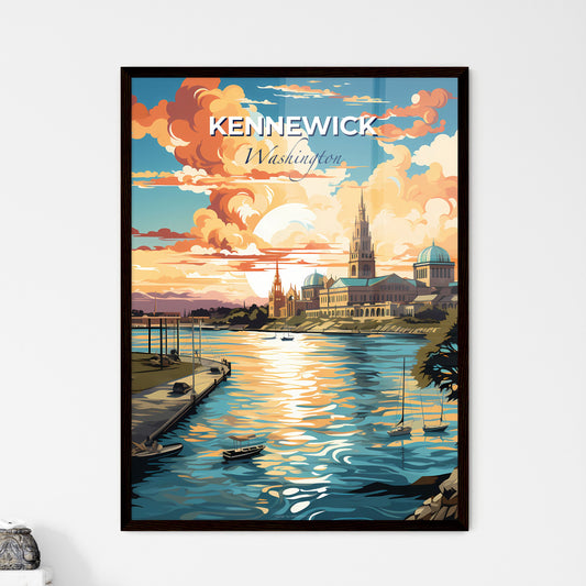 Kennewick, Washington, A Poster of a pink tree with pink flowers next to a body of water Default Title