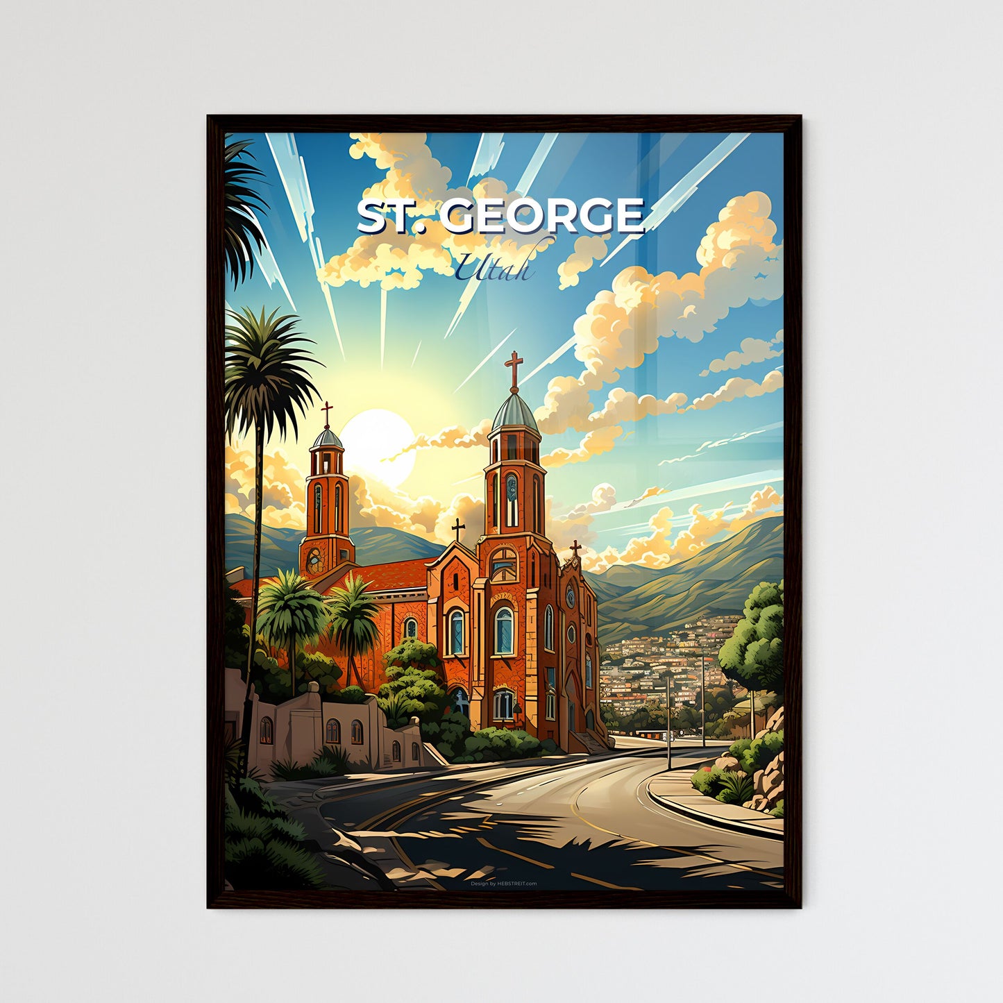 St. George, Utah, A Poster of a church with trees and a road Default Title