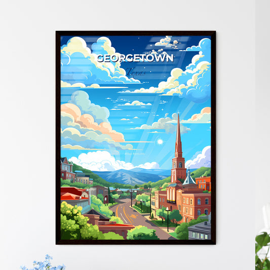 Georgetown, Texas, A Poster of a city with a steeple and trees Default Title
