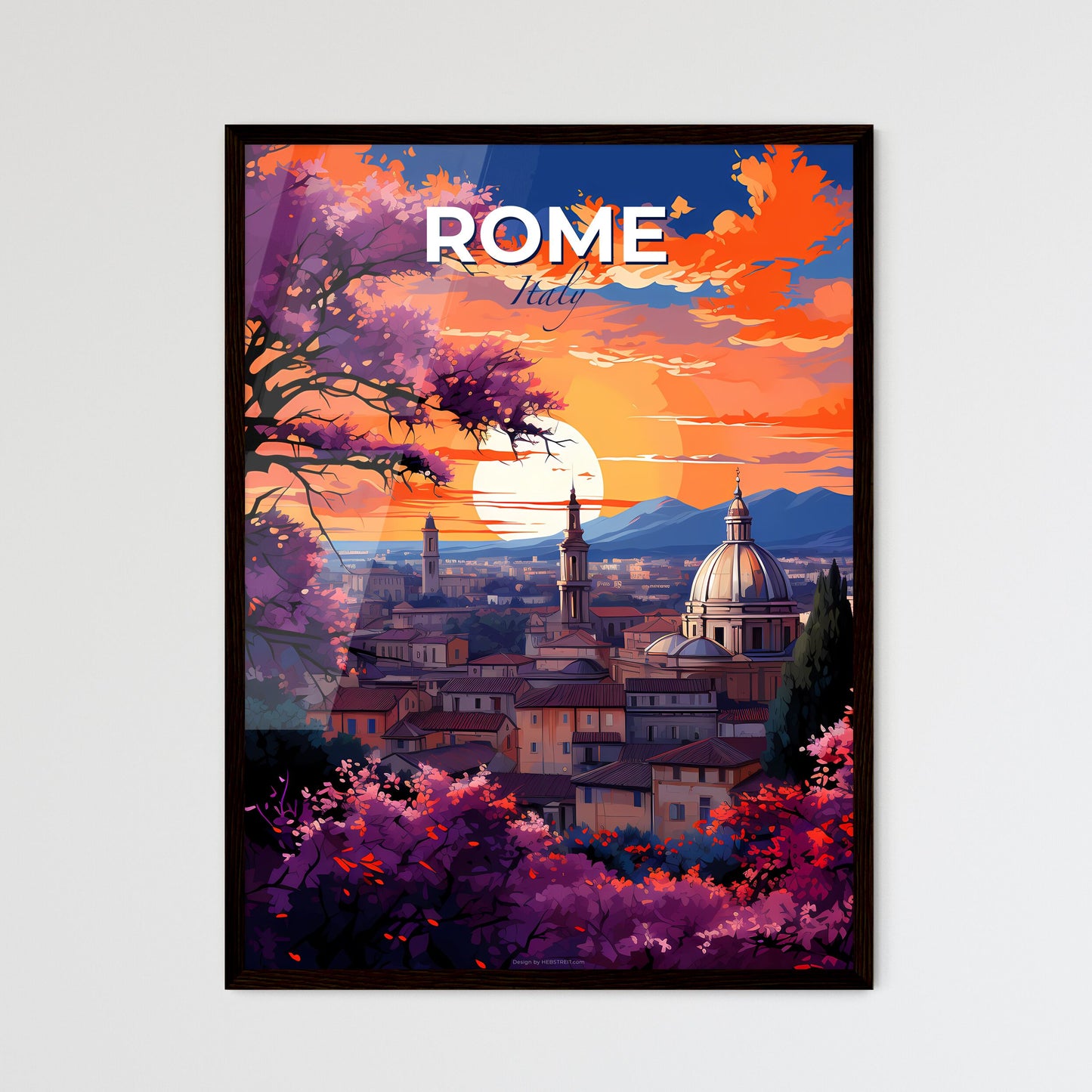 Rome, Italy, A Poster of a sunset over a city Default Title