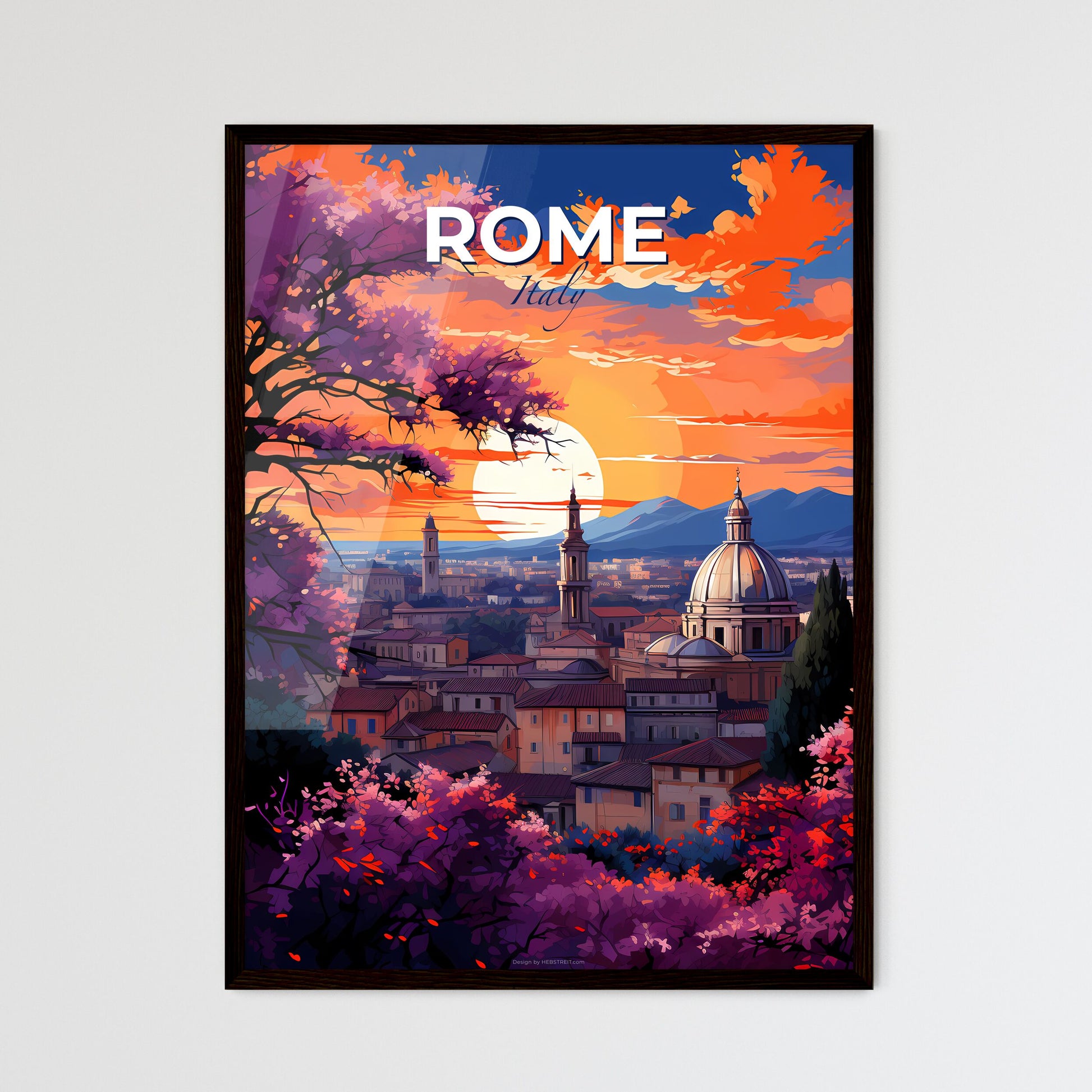 Rome, Italy, A Poster of a sunset over a city Default Title