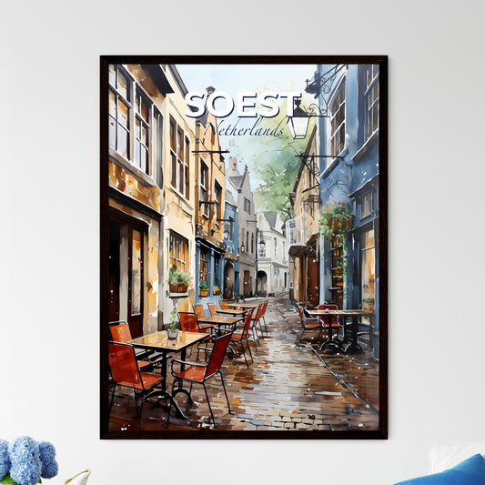 Soest, Netherlands, A Poster of a street with tables and chairs in a city Default Title