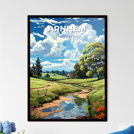 Arnhem, Netherlands, A Poster of a stream running through a grassy field Default Title