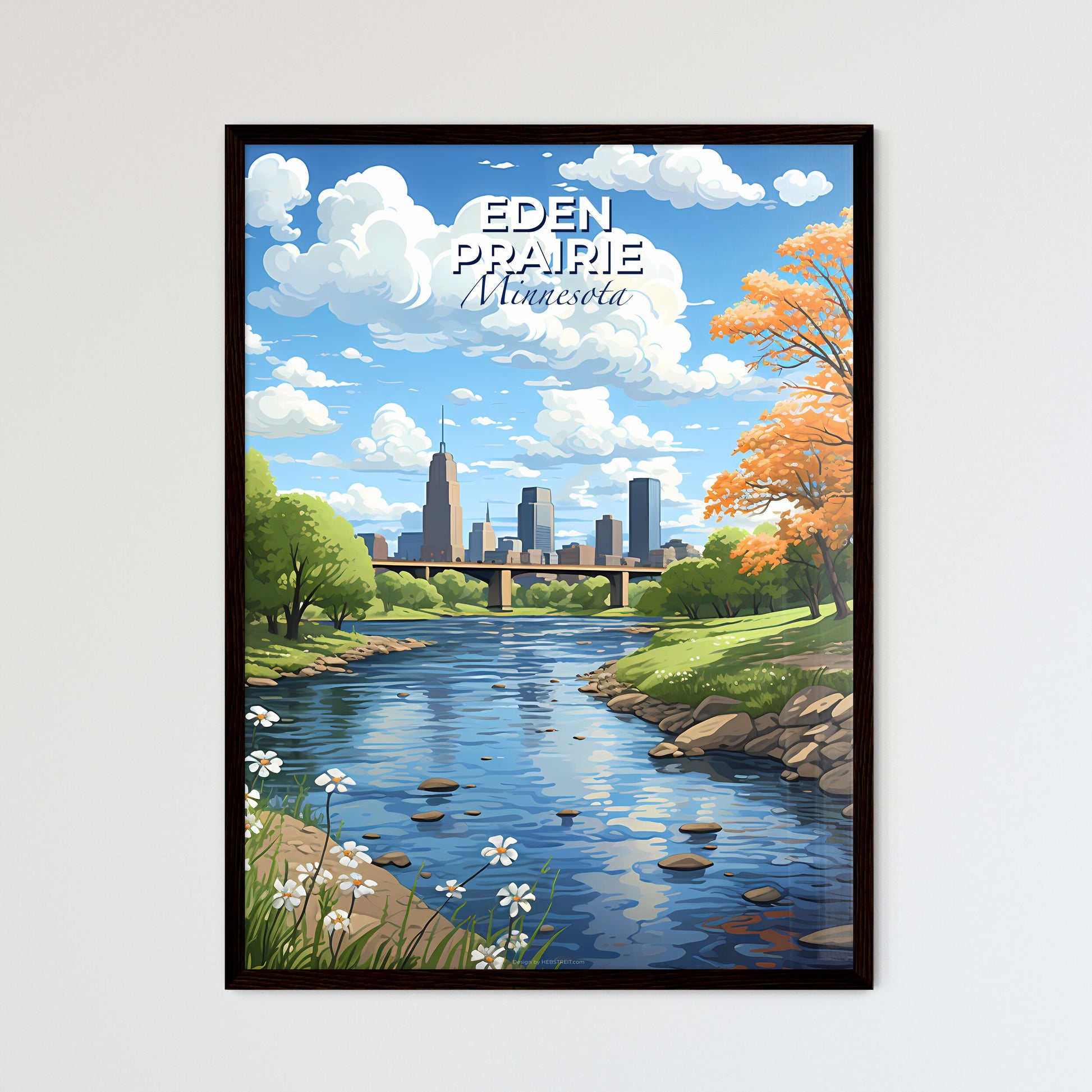 Eden Prairie, Minnesota, A Poster of a river with trees and a bridge in the background Default Title
