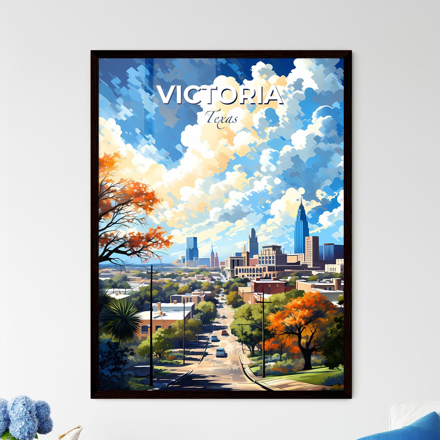 Victoria, Texas, A Poster of a city with trees and clouds Default Title