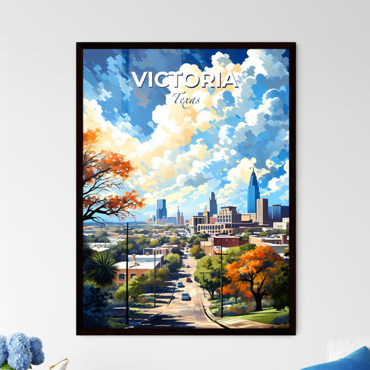 Victoria, Texas, A Poster of a city with trees and clouds Default Title