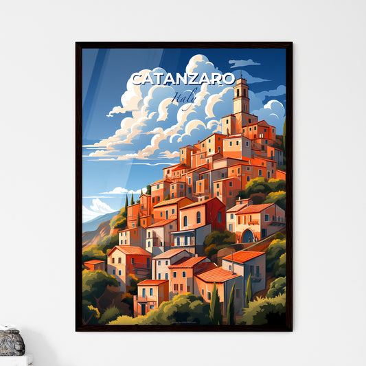 Catanzaro, Italy, A Poster of a colorful buildings on a hill Default Title