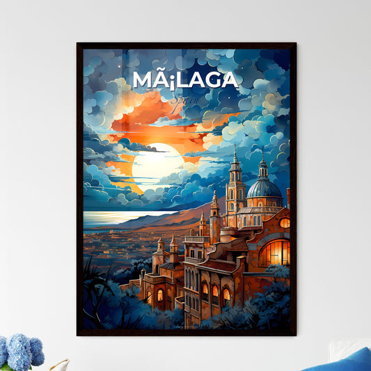 Mã¡Laga, Spain, A Poster of a large building with towers and a large sun in the sky Default Title