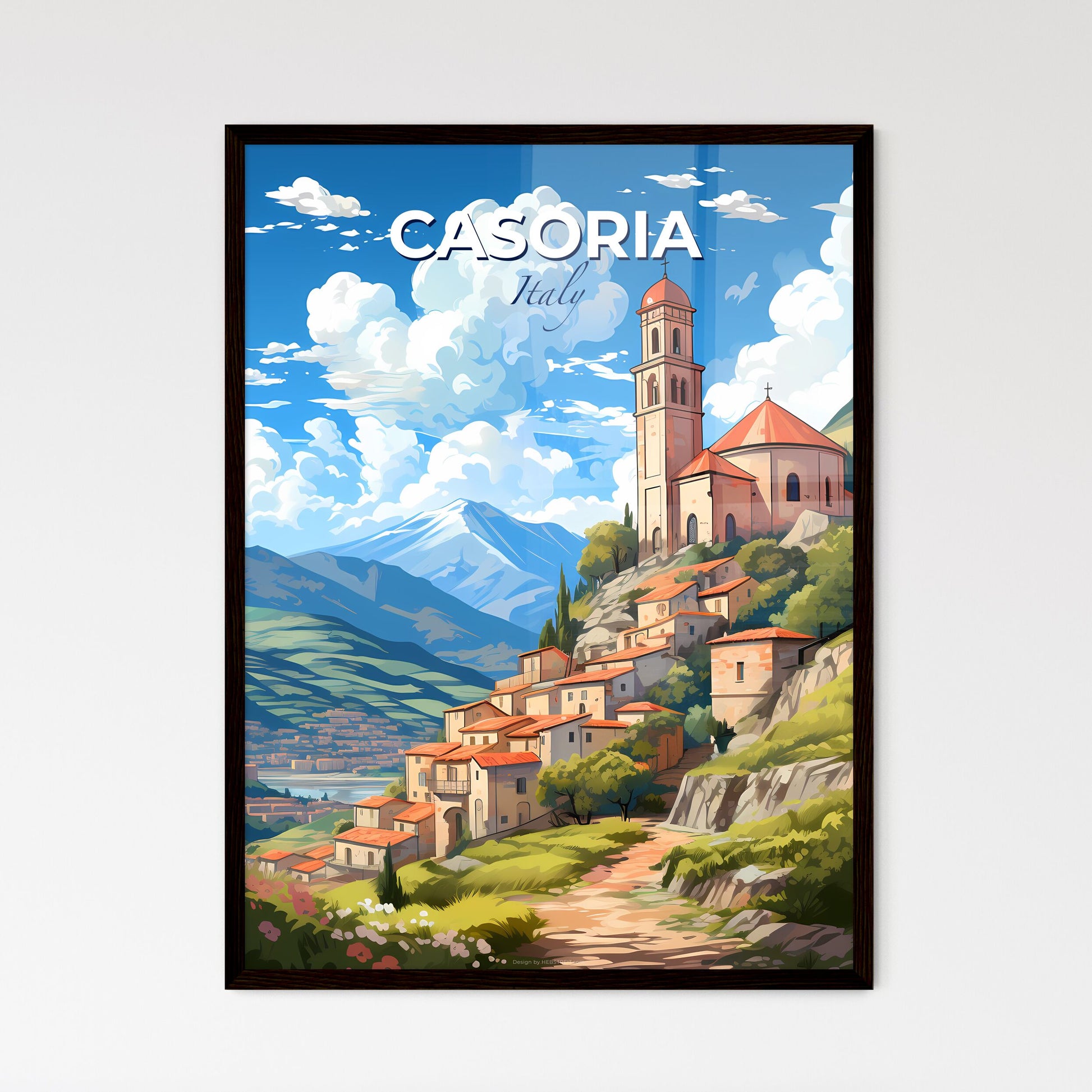 Casoria, Italy, A Poster of a building on a hill with a steeple Default Title