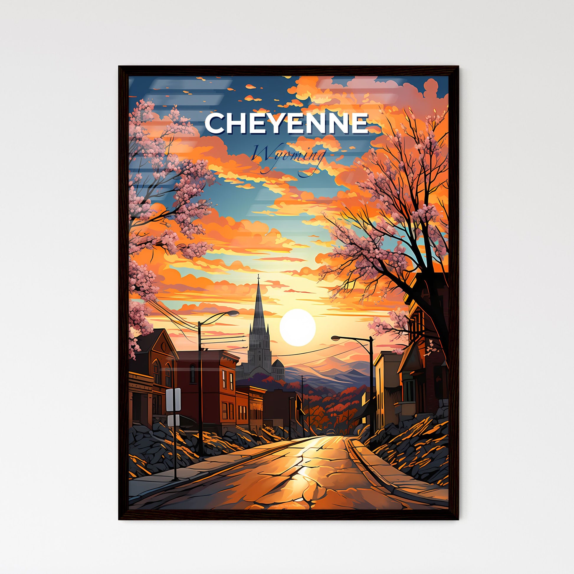 Cheyenne, Wyoming, A Poster of a street with trees and buildings in the background Default Title