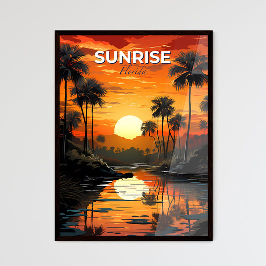 Sunrise, Florida, A Poster of a sunset over a river with palm trees Default Title