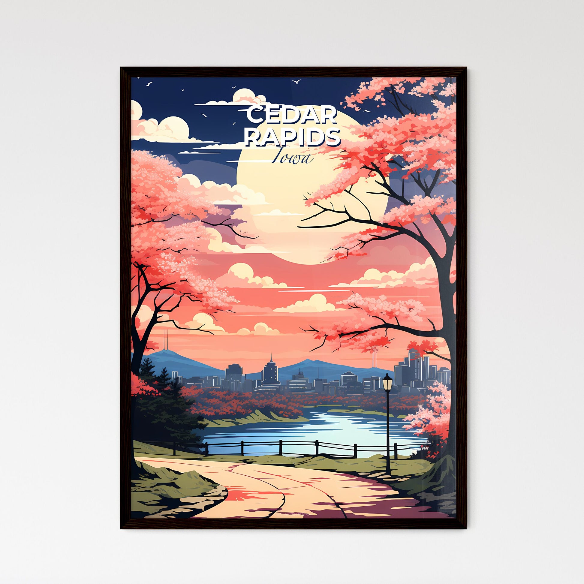Cedar Rapids, Iowa, A Poster of a landscape with trees and a river Default Title