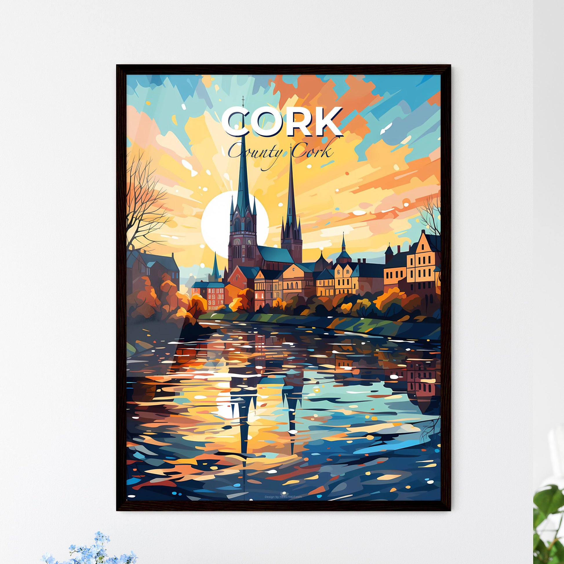 Cork, County Cork, A Poster of a painting of a city with a river and a church Default Title