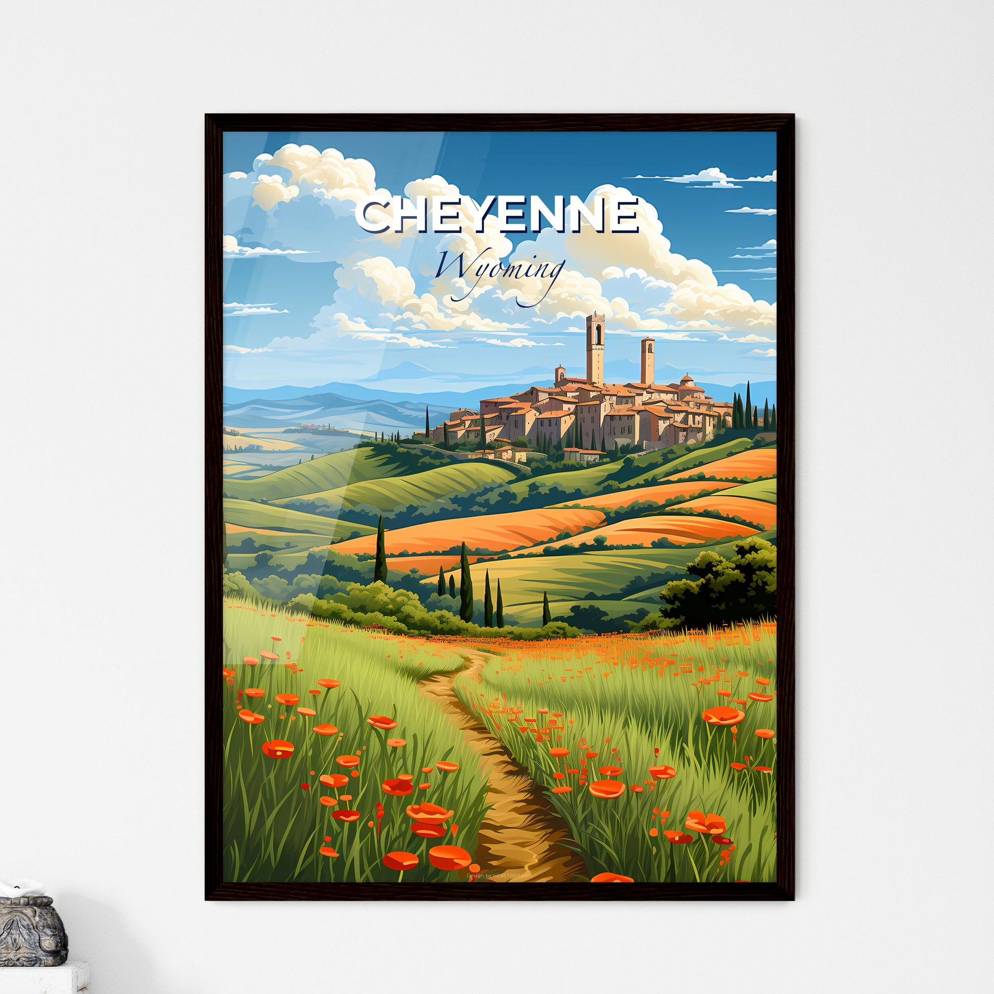Cheyenne, Wyoming, A Poster of a landscape with a road and a building Default Title