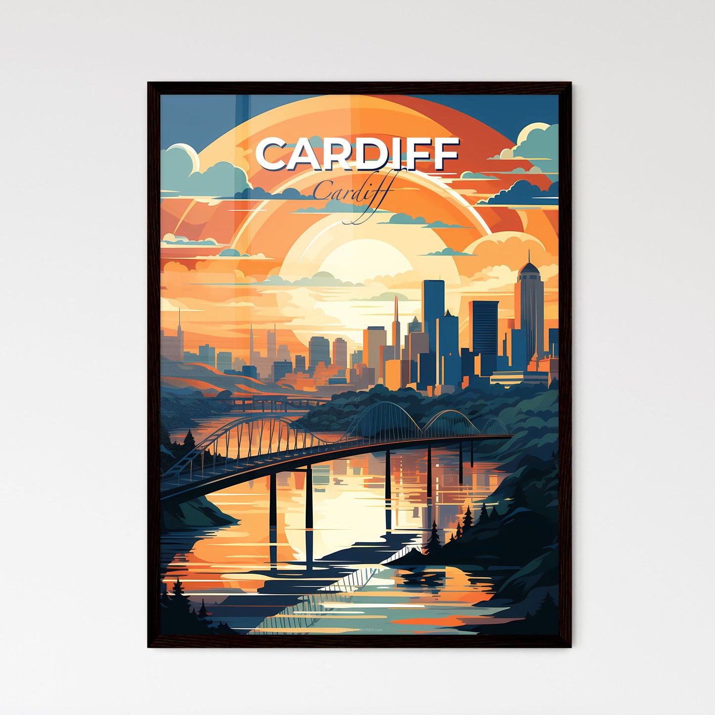 Cardiff, Cardiff, A Poster of a lively and colourful cityscape Default Title