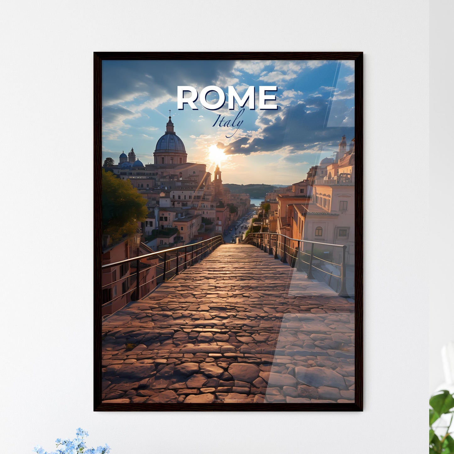 Rome, Italy, A Poster of a stone walkway leading to a city Default Title