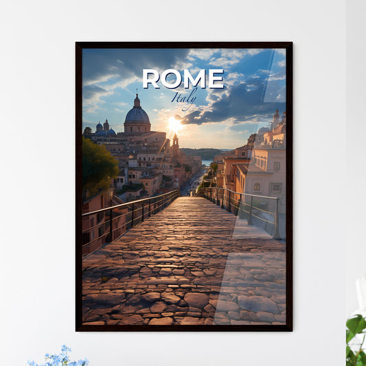 Rome, Italy, A Poster of a stone walkway leading to a city Default Title