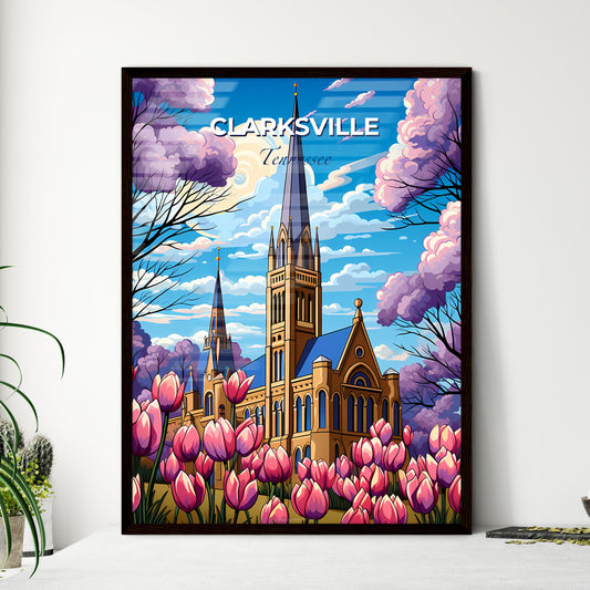 Clarksville, Tennessee, A Poster of a church with a tower and flowers Default Title