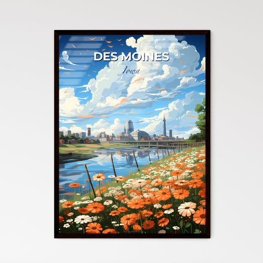 Des Moines, Iowa, A Poster of a flower field by a river Default Title