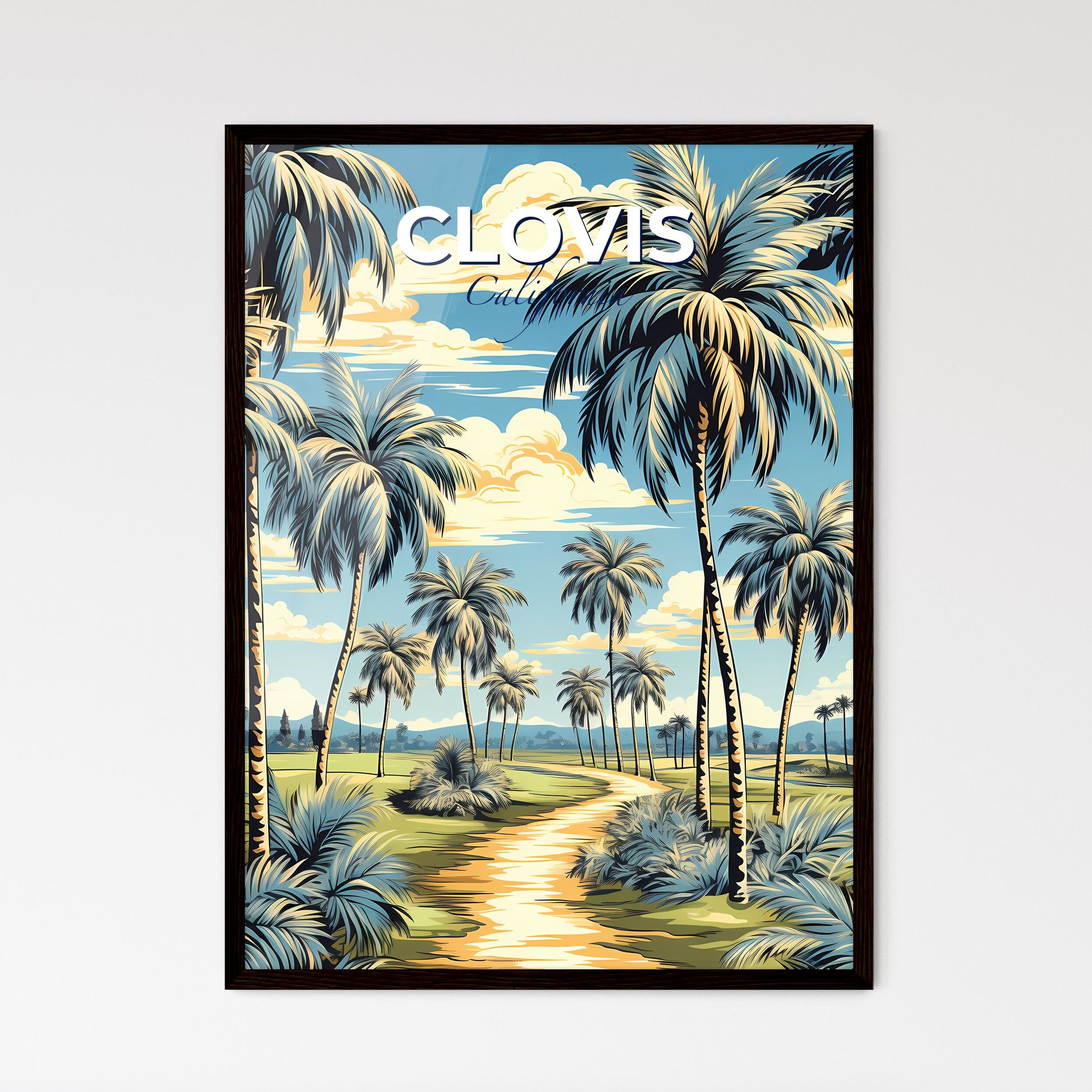 Clovis, California, A Poster of a landscape with palm trees and a path Default Title