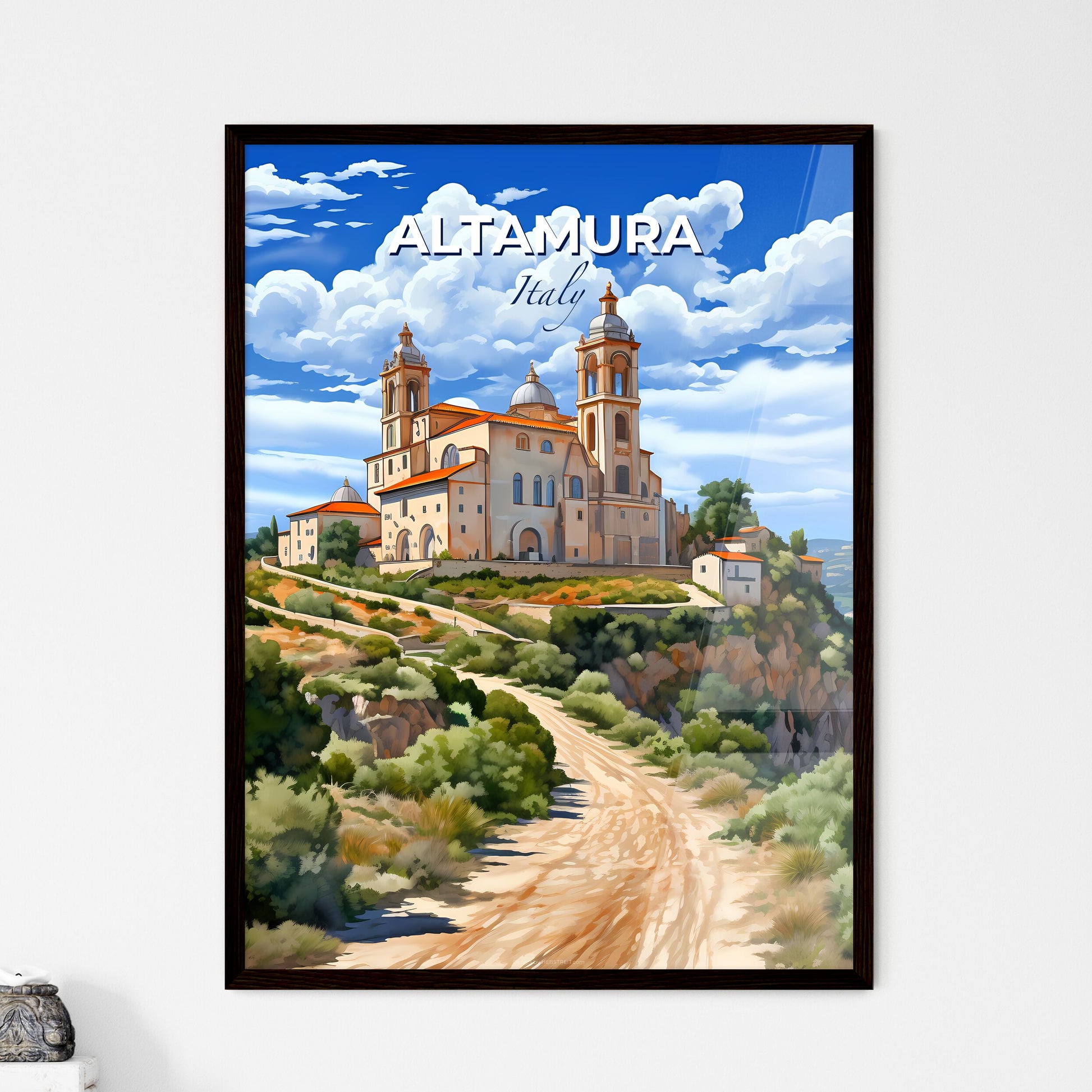 Altamura, Italy, A Poster of Melk Abbey on a hill Default Title