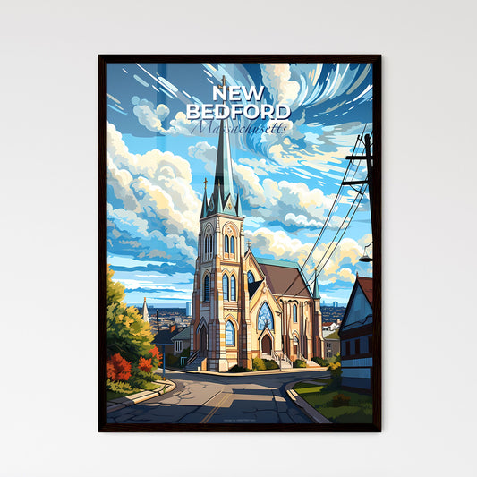 New Bedford, Massachusetts, A Poster of a church with a steeple and trees and power lines Default Title