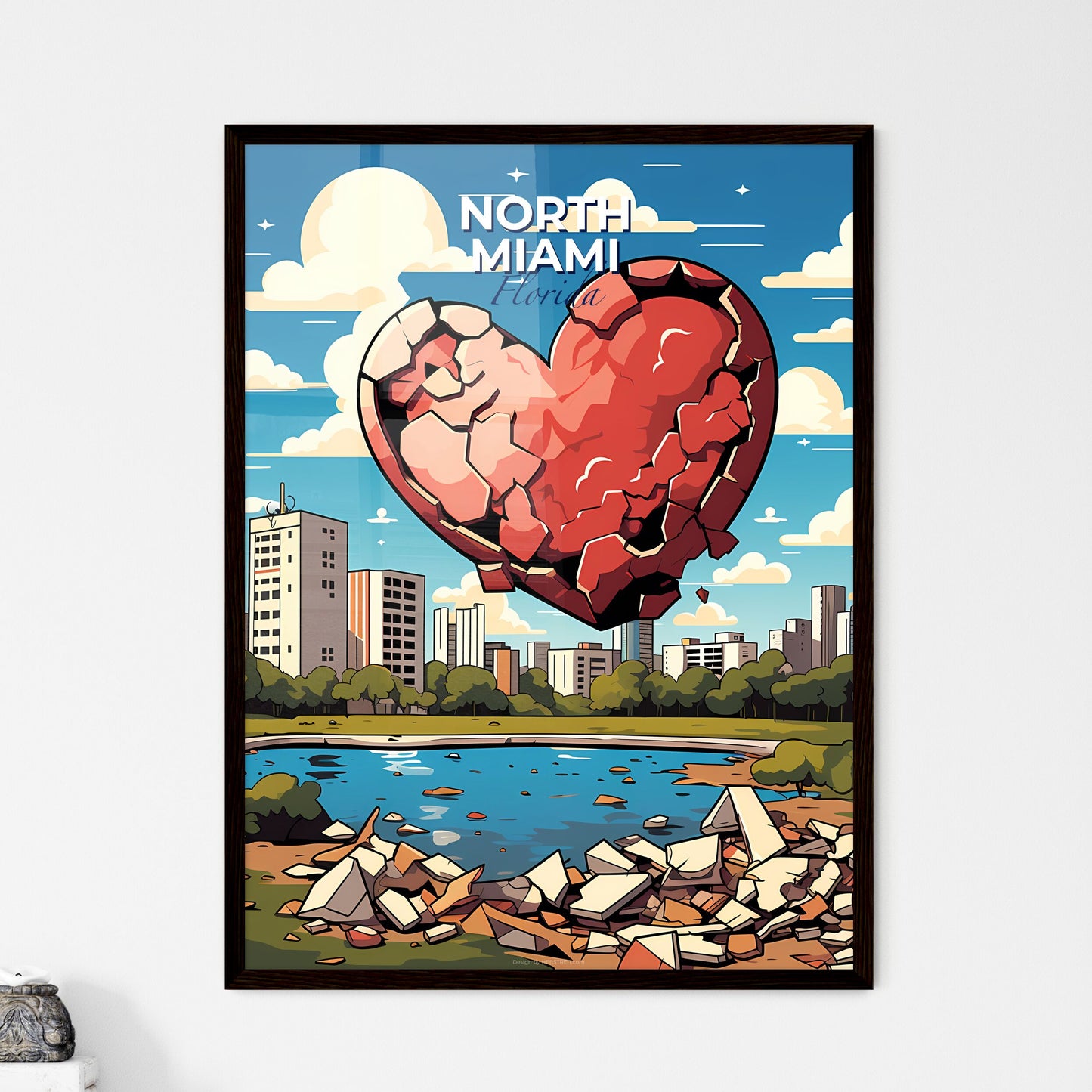 North Miami, Florida, A Poster of a heart shaped stone with a hole in the middle of a lake Default Title