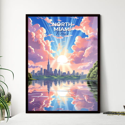 North Miami, Florida, A Poster of a city with a pink sky and clouds Default Title