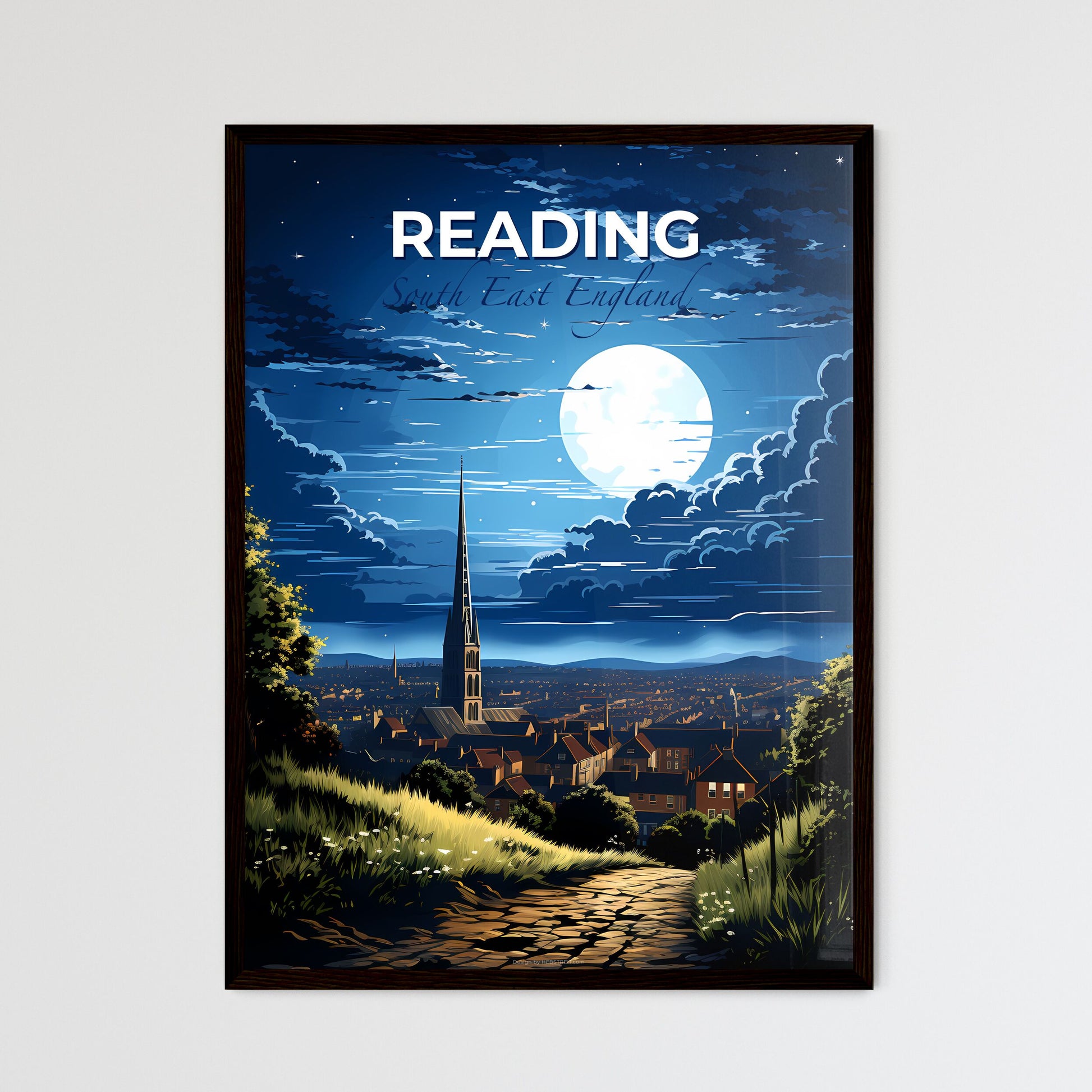 Reading, South East England, A Poster of a moon over a city Default Title