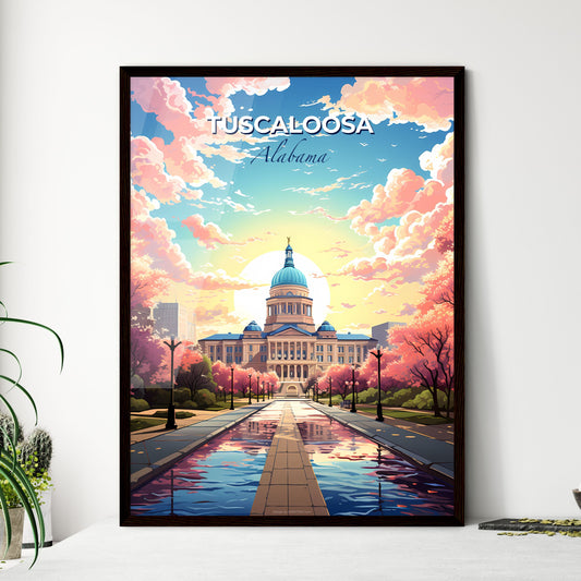 Tuscaloosa, Alabama, A Poster of a large building with a dome and a domed roof with trees and a road with pink flowers Default Title