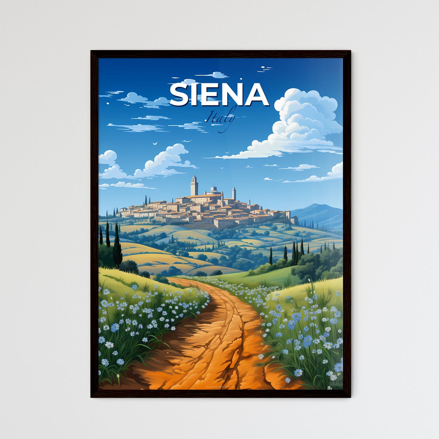 Siena, Italy, A Poster of a dirt road leading to a town Default Title