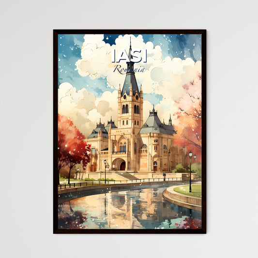 Iasi, Romania, A Poster of a castle with a pond and trees Default Title