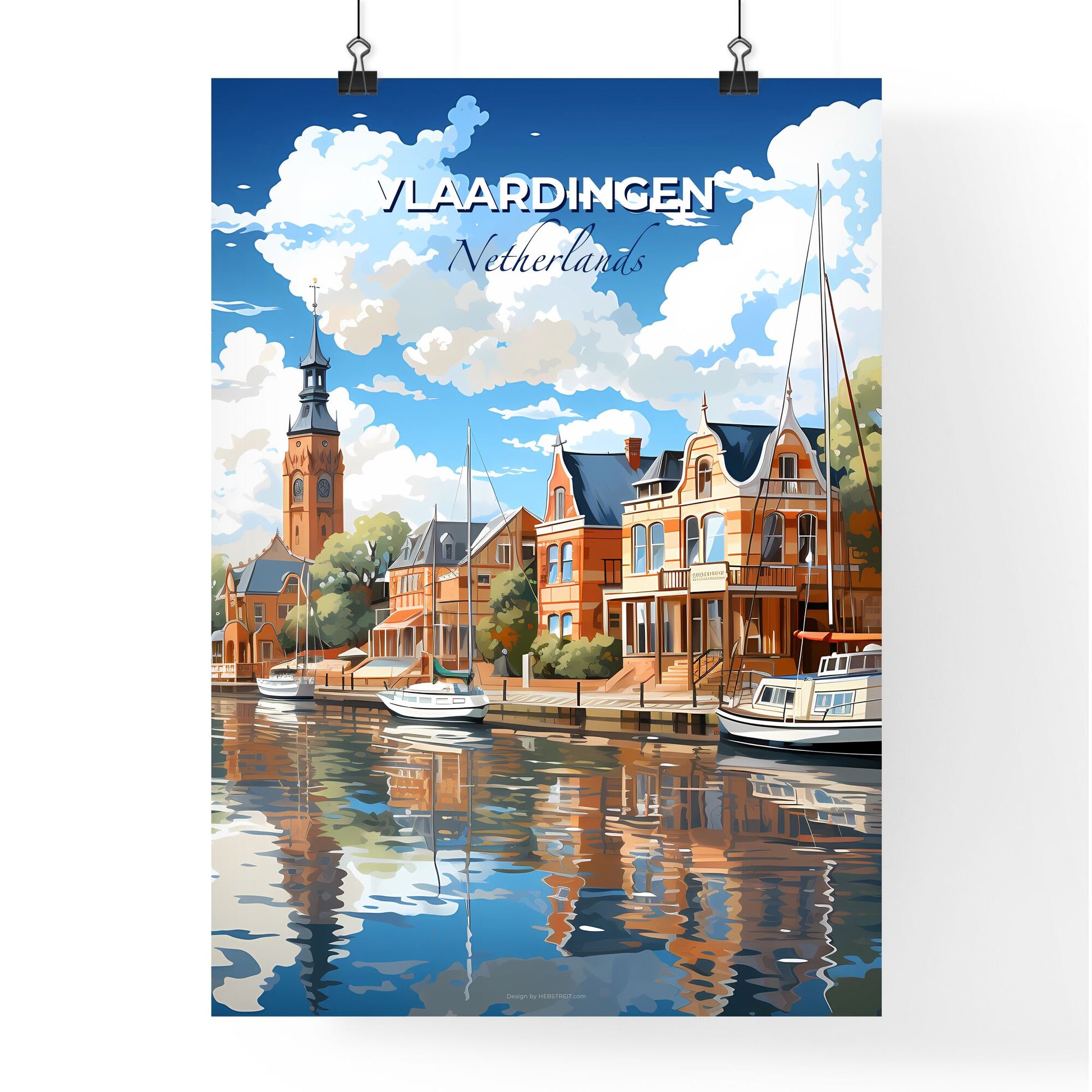 Vlaardingen, Netherlands, A Poster of a water body of water with boats and buildings Default Title