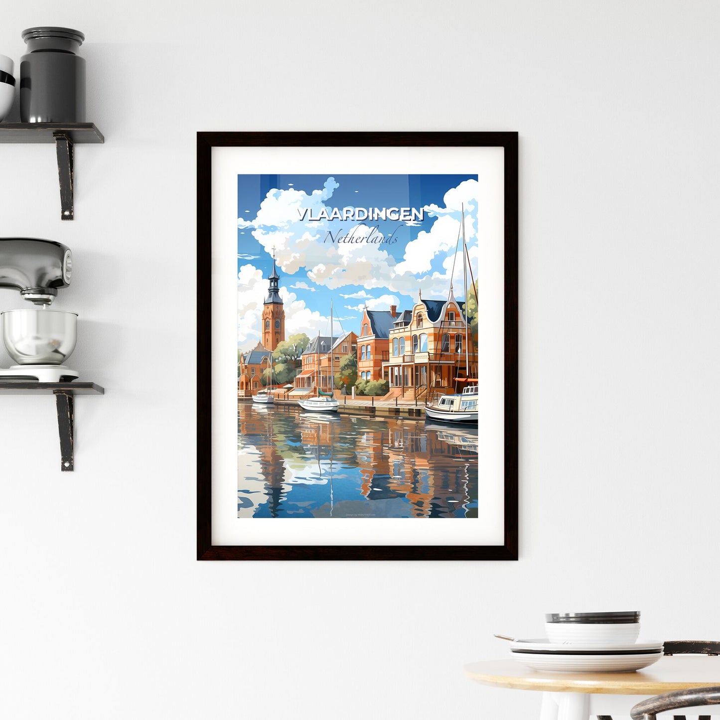 Vlaardingen, Netherlands, A Poster of a water body of water with boats and buildings Default Title