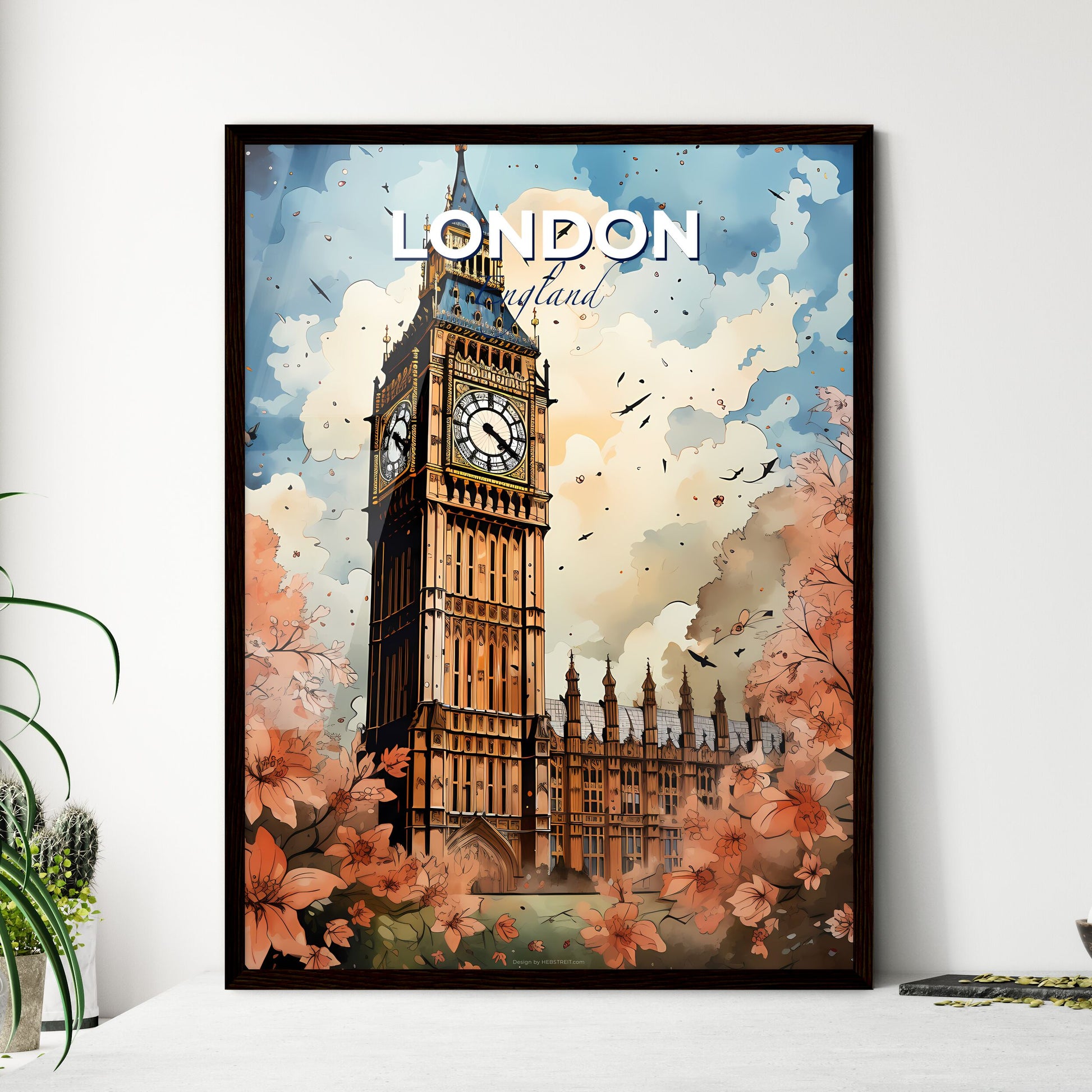 London, England, A Poster of a clock tower with a clock on it Default Title
