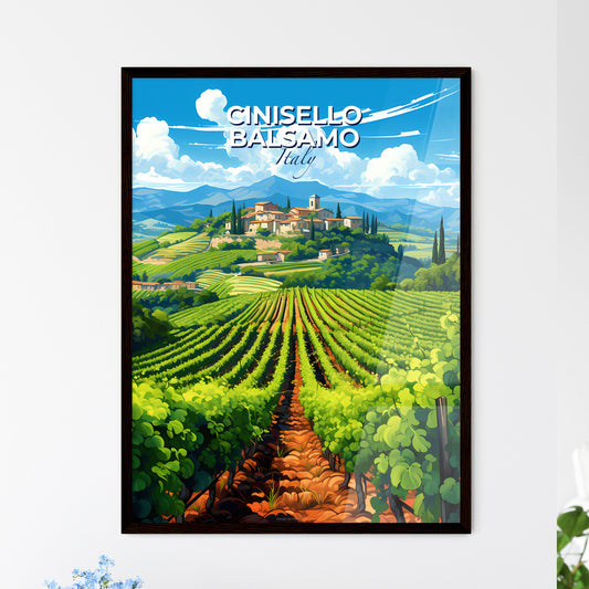 Cinisello Balsamo, Italy, A Poster of a landscape of a farm with a building and trees Default Title