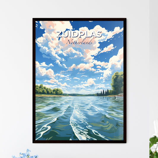 Zuidplas, Netherlands, A Poster of a body of water with trees and a boat on it Default Title
