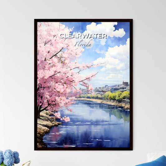 Clearwater, Florida, A Poster of a river with pink flowers and buildings in the background Default Title