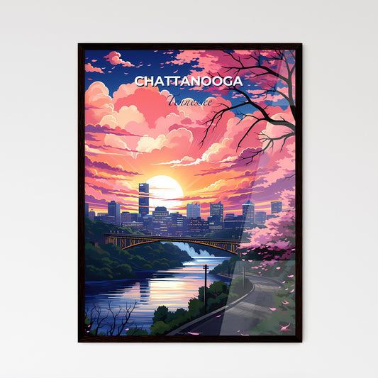 Chattanooga, Tennessee, A Poster of a bridge over a river with trees and a city in the background Default Title