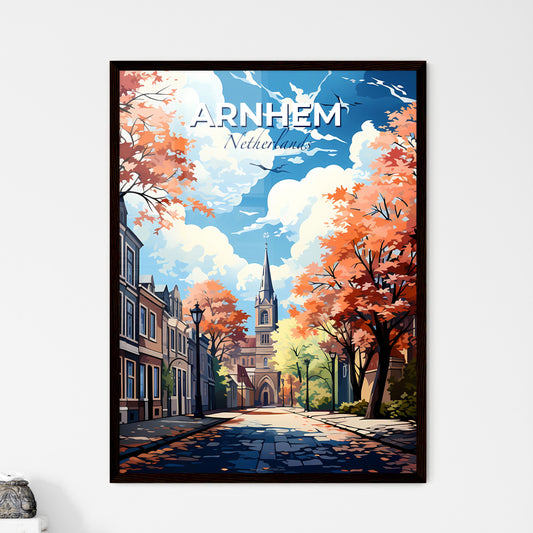 Arnhem, Netherlands, A Poster of a street with trees and a church Default Title