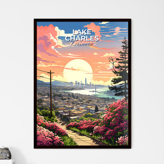 Lake Charles, Louisiana, A Poster of a city with flowers and trees Default Title