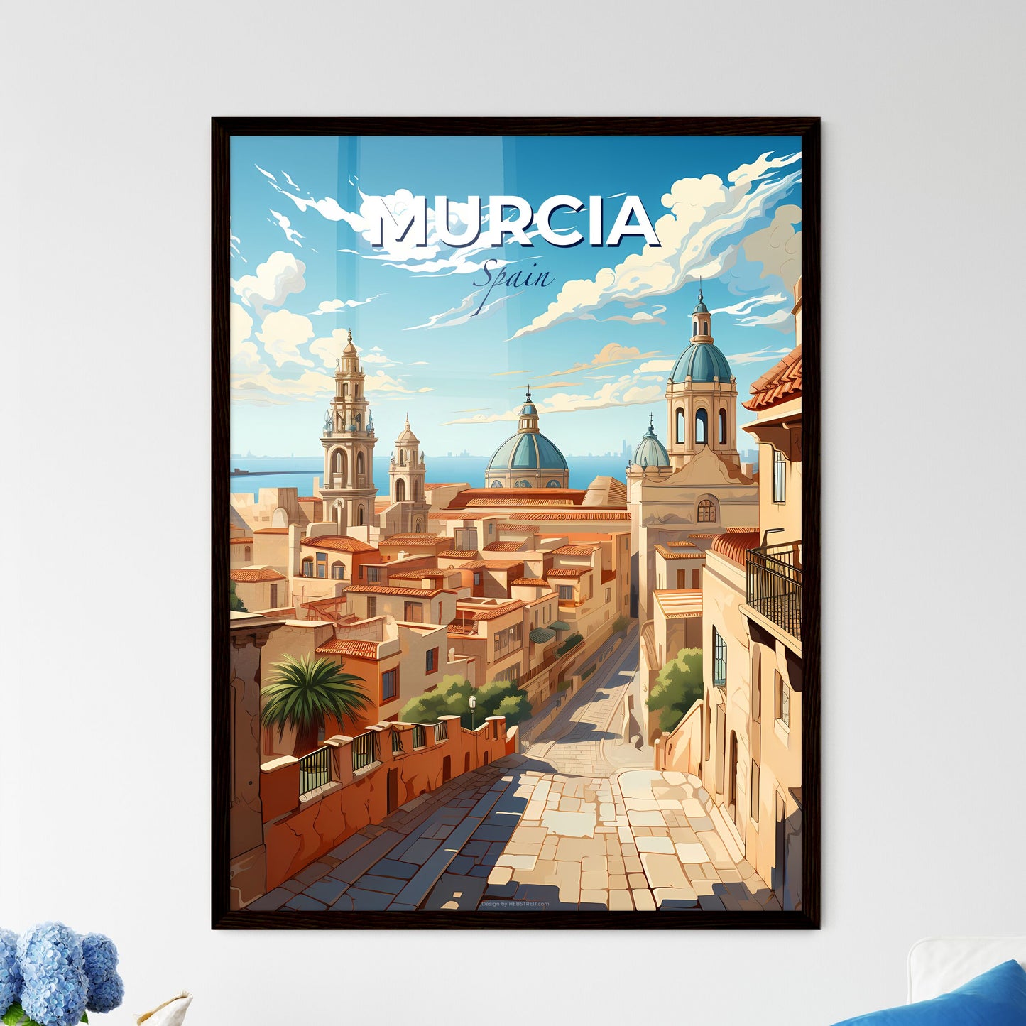 Murcia, Spain, A Poster of a street with buildings and a body of water Default Title