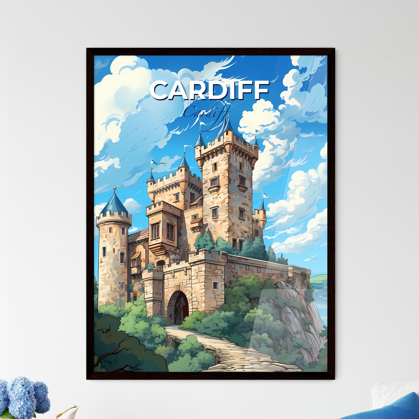 Cardiff, Cardiff, A Poster of a castle on a cliff Default Title