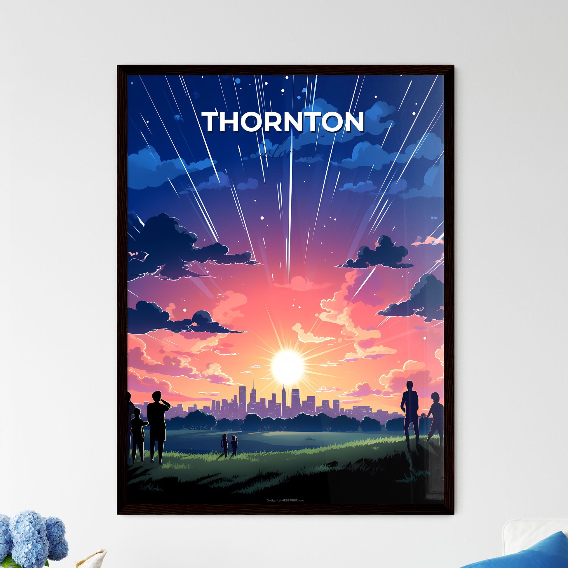 Thornton, Colorado, A Poster of a group of people standing in a field with a city in the background Default Title