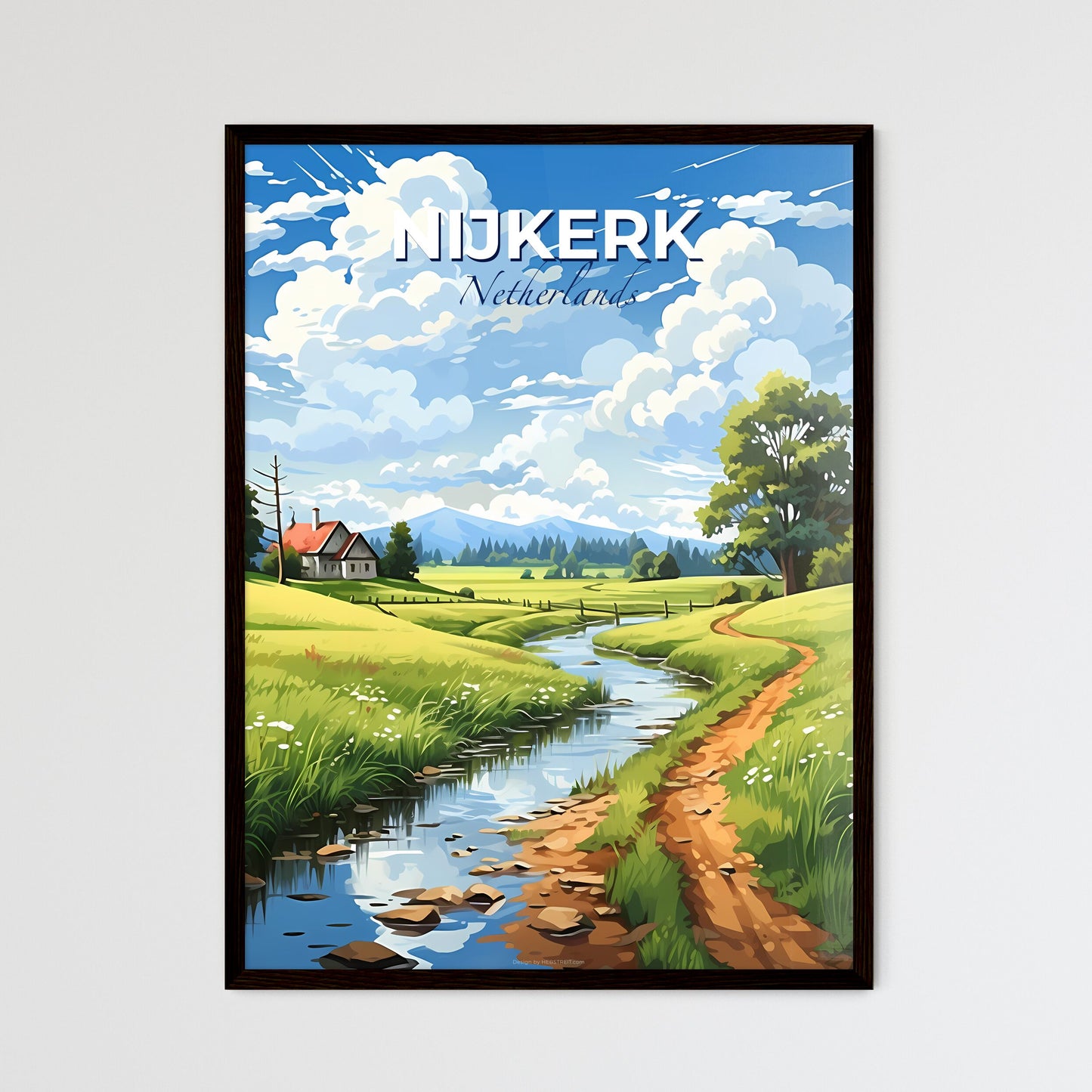 Nijkerk, Netherlands, A Poster of a stream running through a grassy field Default Title