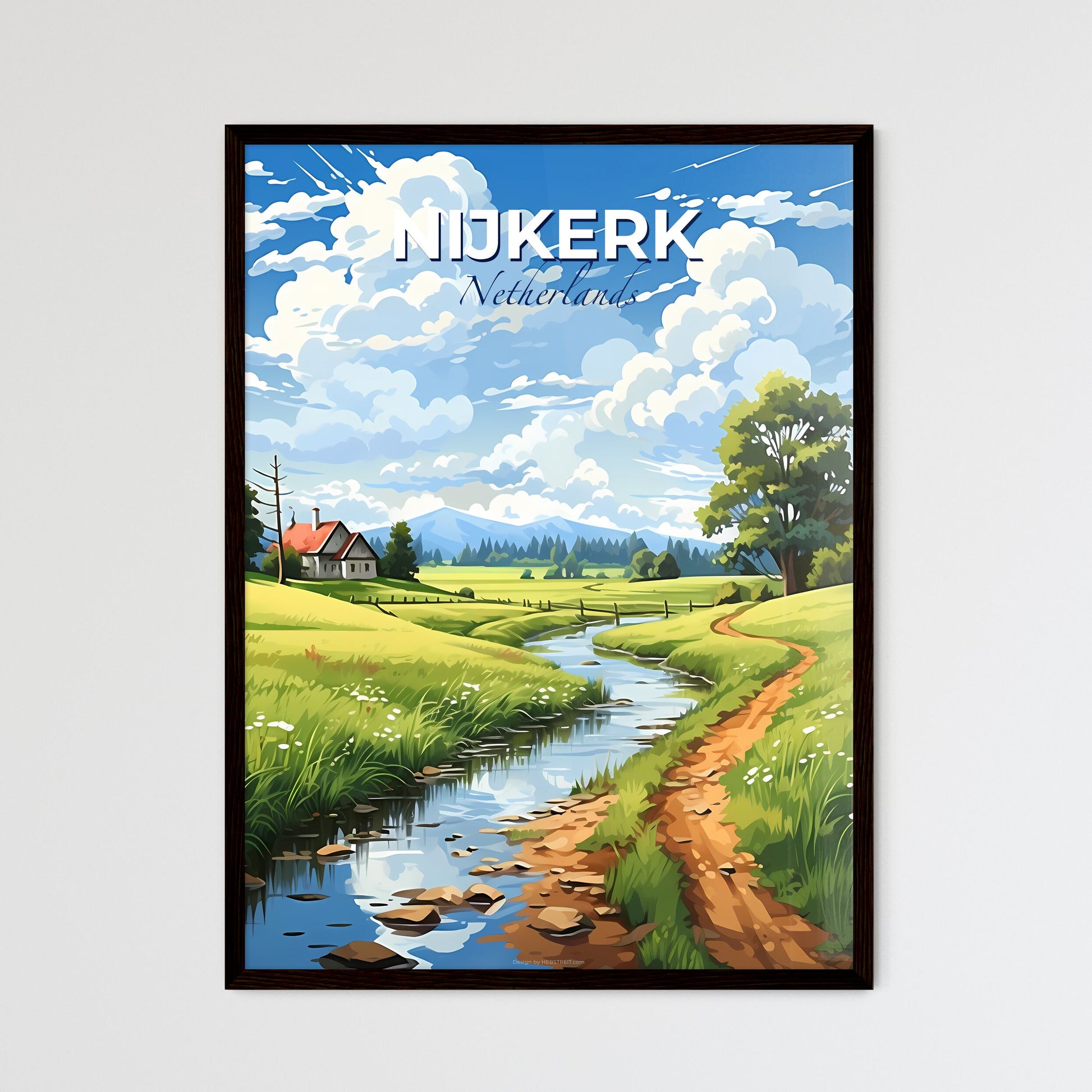 Nijkerk, Netherlands, A Poster of a stream running through a grassy field Default Title